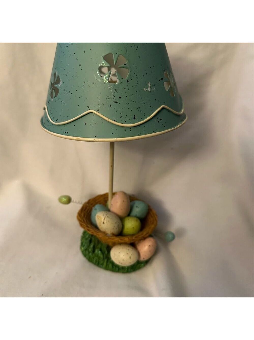 Easter Bunny Ceramic Table Lamp with Egg Basket Base in Green